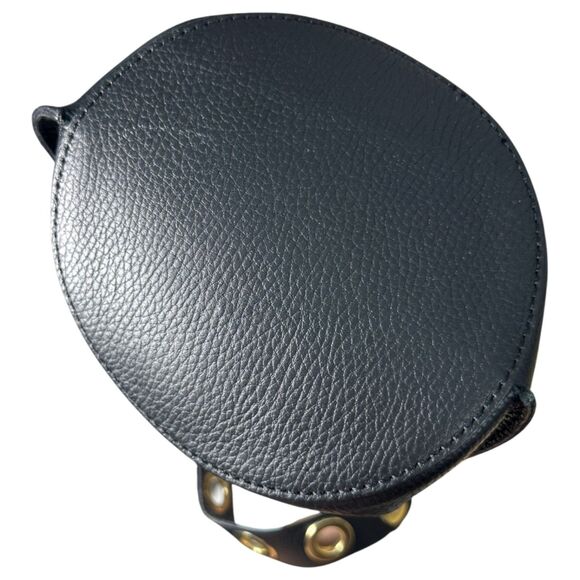 Italian Leather Gold Hardware Mini Drawstring Bucket Bag Satchel Crossbody - Picture 4 of 7